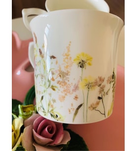 İrlanda Porseleni Nutmeg Bone China Kemik Porselen Sarı Papatya Çiçek Desenli Kupa/Mug