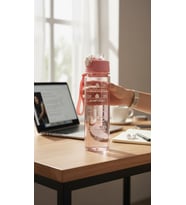 ByMyHand Pembe Taşıma Kulplu Kilit Kapaklı Pipetli Suluk Okul Matarası Motivasyon Matarası 800 Ml