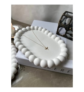 Bubble Oval Taş Tozu Dekoratif Tabak (Beyaz)
