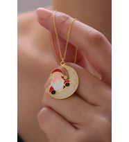 925 Ayar Gümüş Noel Baba Hilal Kolye