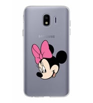 Samsung Galaxy J4 Kapak Minnie Mouse Tasarımlı Şeffaf Silikon Kılıf