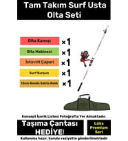 Özel Üretim Şık Taşıma Çantalı Hazır Kurulu Tam Takım Surf Usta Olta Seti - 3m Kamış Hediyeli