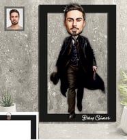 Kişiye Özel Kabadayı Karikatürlü  3D Ahşap Tablo 30x47 Bay-2