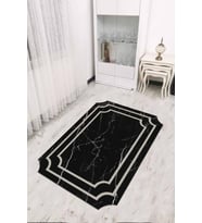 Siyah Çerçeveli Kaymaz Tabanlı Lazer Kesim Halı RV312 - 100 x 160 cm