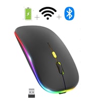 iPad Mini 7 ve 6 Nesil 8.3" Tablet İçin Uyumlu RGB LED Işıklı Bluetooth+2.4Ghz Kablosuz Şarjlı Mouse (Siyah)