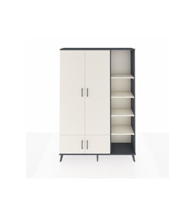 Arges Gardrop 6 Raflı 4 Kapaklı Tek Askılı 132x30x195 Antrasit-Aytaşı