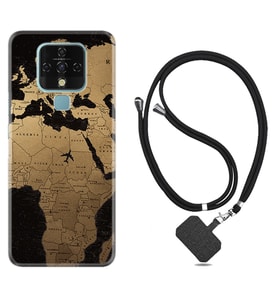 Tecno Camon 16 18P Pova Kılıf Boyun Askılı Silikon Map Planet 1656