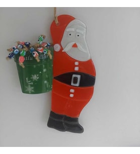Noel Baba Nazar Cam Kırmızı Minyatür Dekorasyon Duvar Tipi 1 Adet