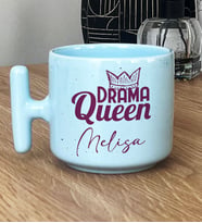 Kişiye Özel Drama Queen Hediye Pastel T Kupa Sevgiliye Arkadaşa Hediye (Mavi)