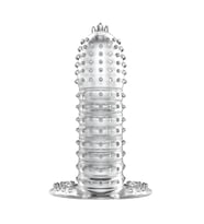 13 cm Kabartmalı Güçlü Uyarıcı Dildo Uzatmalı Penis Kılıfı (Şeffaf)