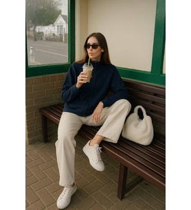 Kadın Fermuarlı İçi Polarlı Sweatshirt (Lacivert)