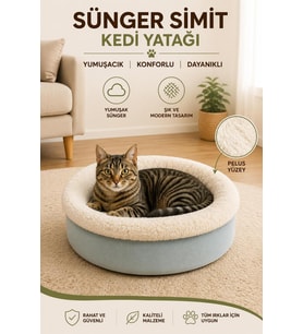 Buz Mavi Renkli Sünger Simit Kedi ve Köpek Yatağı, Konfor ve Şıklık