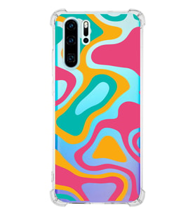 PrintiFy Huawei P30 Pro Köşe Korumalı Renkli Desen Tasarımlı Şeffaf Silikon Kılıf