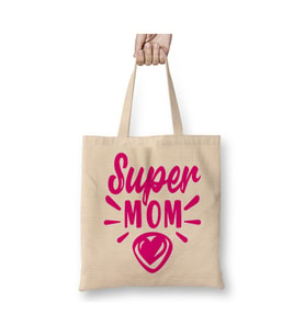 Supermom Süperanne Anneler Günü 05 Beyaz Bez Çanta Uzun Saplı Alışveriş Çantası Plaj Çantası