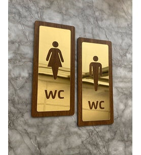 Lux Gold Aynalı Ceviz Mdf Serisi Wc Set Yönlendirme Levhası Kapı İsimliği