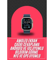 49mm Akıllı Saat Amoled Ekranlı Kadın Erkek Kol Saati Plastik Kordon