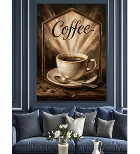 Retro Coffee Shop Kahve Fincanı Dekoratif Kanvas - Mdf Ahşap Tablo