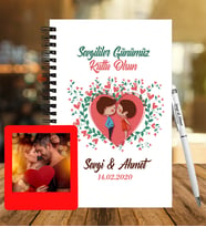 Sevgililer Gününe Özel Ahşap Defter Kalem &  Instagram Çerçeve Hediye Seti 3