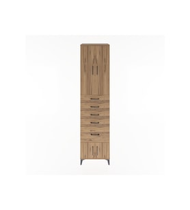 Hyperion Dolap 3 Raflı 5 Çekmeceli 4 Kapaklı 60x44x243 Çam-Çam