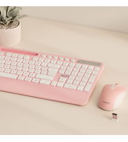Northcity Kablosuz Klavye Mouse Seti - Telefon & Tablet Standlı (Beyaz/Pembe)
