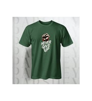 Erkek - Kadın Never Give Up Baskılı Unisex Yarım Kollu Bisiklet Yaka %100 Pamuk Oversize T-shirt (Yeşil)