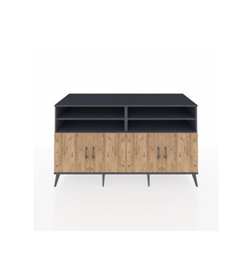 Kronos Konsol 6 Raflı 4 Kapaklı 176x59x99 Antrasit-Çam/Aytaşı