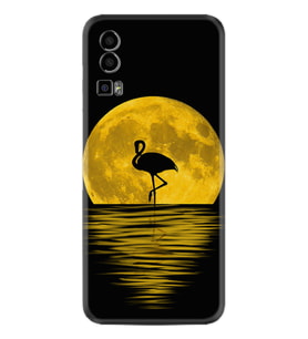 General Mobile GM 23 Kılıf Silikon Desen Özel Seri Ay ve Flamingo 1775