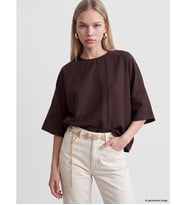 LCW Vision Kahverengi Bisiklet Yaka Geniş Kollu Oversize Bluz