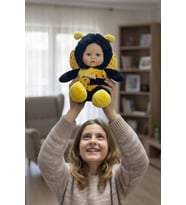 Sevimli Bebek Yüzlü Arı Peluş Oyuncak Arı Kostümlü Bebek 25 cm - Yumuşak Uyku Arkadaşı Hediyelik