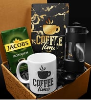 Özel Tasarım Kupa & Özel Tasarım Defter & Ölçekli French Press & 250 Gram Jacobs Filtre Kahve Hediye Seti