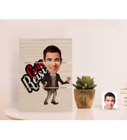 BK Gift Kişiye Özel Evin Reisi Karikatürlü Otantik Masaüstü Ahşap Palet Çerçeve-1 (Beyaz)