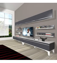 Decoraktiv Eko 360Y Mdf Silver Tv Ünitesi Tv Sehpası (Beyaz - Antrasit)