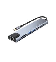 Type-C Çoklu Dönüştürücü – 87W PD, HDMI, 2x USB 3.0, RJ45, SD/TF Kart Girişli Hub