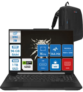 Asus Tuf Gaming F16 FX607VU Intel Core Ultra 5 210H 96GB Ddr5 1tb SSD 6GB/RTX4050/140W Windows 11 Pro 16" Fhd+ 144Hz IPS Taşınabilir Bilgisayar FXRL141P26 + Zettaçanta