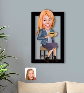 BK Gift Kişiye Özel Kadın Karikatürlü 3D Ahşap Tablo-107
