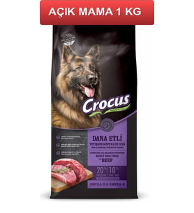 Crocus Biftekli Pirinçli Yetişkin Köpek Maması 1 Kg AÇIK (Kahverengi)