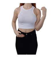2340.Fitted Halter Yaka Fitilli Kaşkorse Atlet (Beyaz)