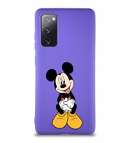 Samsung Galaxy S20 FE Soft Premier Kapak Mickey Mouse-A Tasarımlı Silikon Kılıf - Mor (Şeffaf)