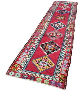 Kırmızı Halı Bohem Stil Geometrik Desenli El Dokuma Yün Salon ve Koridor Halısı Yatak Odası