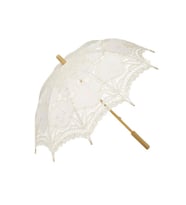 Beyaz Dantelli Şemsiye, Handmade, Ahşap Sap, Gelin, Nişan, Düğün, Organizasyon