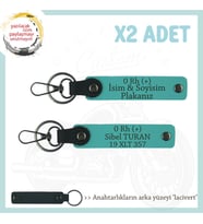 Yol Arkadaşlarına, İsim Plaka ve 0 Rh (+) Kan Grubu Yazılı Kişiye Özel x2 Anahtarlık, K Turkuaz-Laci (Çok Renkli)