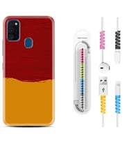Samsung M21 M22 M23 M30 M31S M32 Kılıf Kablo Koruma Spiral Silikon Sarı Kırmızı Boya 1708