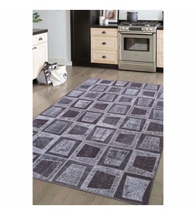 Bespoky Chichester Siyah Patchwork Pamuk Dijital Baskı Dekoratif Alan Halısı