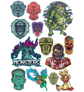 Canavar Sticker Set 15 Parça Telefon, Tablet, Defter, Laptop Sticker