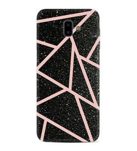 Samsung J6 Plus J7 Prime J7 Pro M20 Kılıf Desenli Silikon Pembe Şeritli Mermer 1312