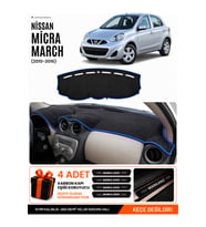 e-biz NİSSAN MİCRA MARCH (2010-2016) Uyumlu Torpido Örtüsü, Torpido Kılıfı - Siyah-Mavi - NI008