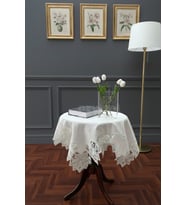 Fransız Dantelli Keten Fiskos, Gardenya Kumaş Fiskos 100x100cm
