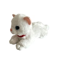 Sesli Yatan Miyavlayan 25 cm Peluş Kedi Oyuncak (Beyaz)