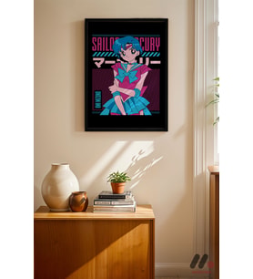 Sailor Moon Mercury Poster, Siyah Çerçeveli Duvar Tablosu - Anime Severlere Özel Hediye