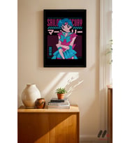 Sailor Moon Mercury Poster, Siyah Çerçeveli Duvar Tablosu - Anime Severlere Özel Hediye